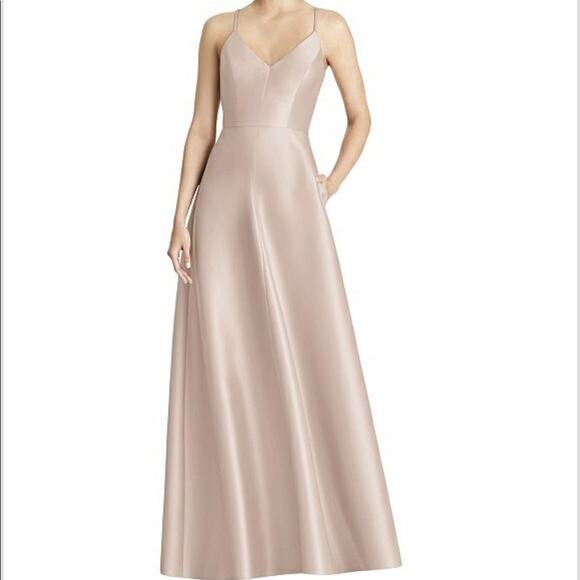 Alfred Sung Full Skirt Maxi Dress Spaghetti Strap Size 0 - Picture 1 of 4